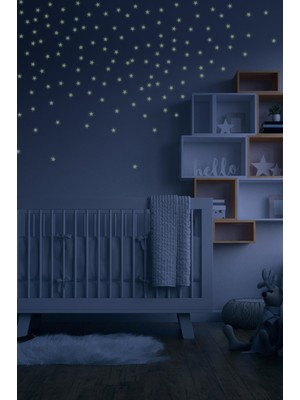 Artikel 200 Adet Fosforlu Mini Yıldız Yeşil Karanlıkta Parlar Duvar ve Tavan Çocuk Odası Süs Sticker