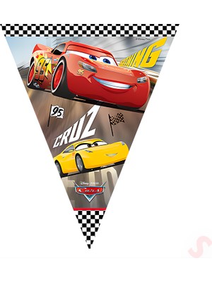 Süsle Bebek ve Parti Cars 3, Üçgen Bayrak Flama - 2,90 mt