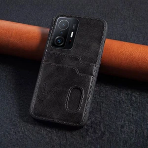 Xiaomi Mi 11T Pro Kılıf Zebana Kartlıklı Lüx Deri Kılıf Siyah
