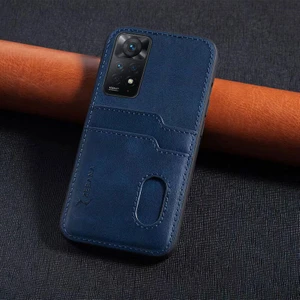 Xiaomi Redmi Note 11 4g Uyumlu Kılıf Zebana Kartlıklı Lüx Deri Kılıf Lacivert