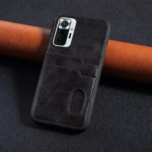 Xiaomi Redmi Note 10 Pro Kılıf Zebana Kartlıklı Lüx Deri Kılıf Siyah