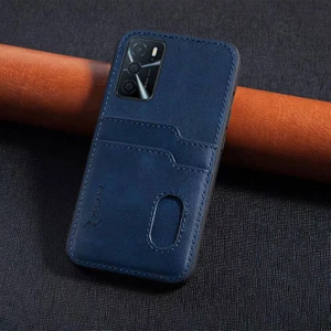 Oppo A16 Kılıf Zebana Kartlıklı Lüx Deri Kılıf Lacivert