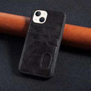 Apple iPhone 13 Kılıf Zebana Kartlıklı Lüx Deri Kılıf Siyah