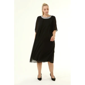 Büyük Beden Şifon Elbise 13D-1864
