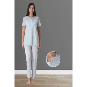 Mavi Fistolu Hamile Lohusa Pijama Takımı