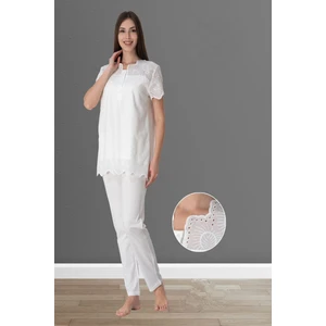 Ekru Fistolu Hamile Lohusa Pijama Takımı