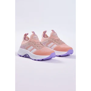 Tonny Black Çocuk Unisex Pudra Lila Rahat Kalıp Nefes Alabilen Kumaş Bağcıklı Sneaker10