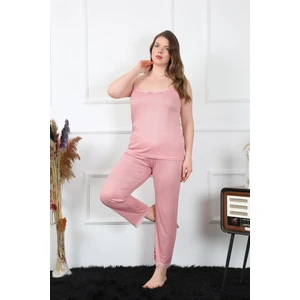 Kadın Büyük Beden Pudra Ip Askılı Pijama Takım 202195