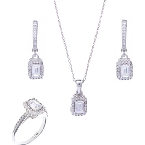 4-6 mm Baget Zirkon Taşlı 925 Ayar Gümüş 3'lü Kadın Set