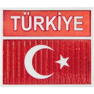 Türk Bayrağı Kol Arması Türkiye Yazılı Yeni 3 Boyutlu