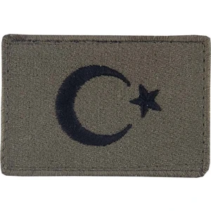 Türk Bayrağı Patch Yeşil Nakış