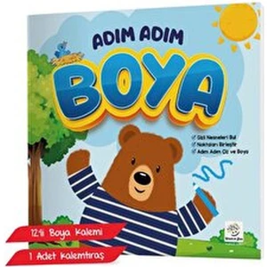 Yükselen Zeka Yayınları Adım Adım Boya Kitabım (12’li Boya Kalemi ve Kalemtıraş Hediyeli)
