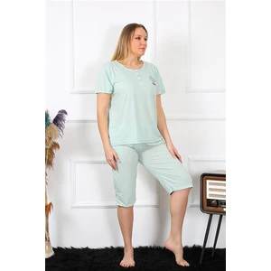Kadın Büyük Beden Viscon Su Yeşili Kapri Pijama Takım 202193