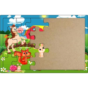 Sevimli Dostlar  3-9 Yaş Çocuklar Için 24 Parçalı Ahşap Puzzle Yapboz