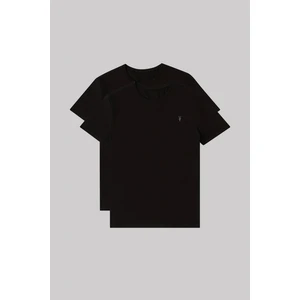 Erkek Siyah Bisiklet Yaka Standart %100 Pamuk Erkek Basic T-Shirt 2'li Paket