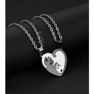 BP Tattoo Best Friends Yin Yang Kedili Kolye Kalp Sevgili Çift Arkadaş Kolyesi