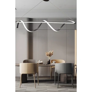Ledmi Lighting Çubuk Model Siyah Yemek Masa Avizesi, 3 Renk LED Aydınlatmalı, Modern Salon Avizesi,ofis LED Avizesi