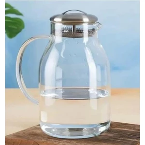417 Metal Kapaklı Oval Cam Sürahi 2000 ml