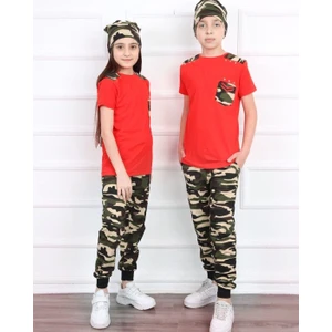 Mavi Boncuk Kids Kamuflaj Bereli Alt Üst Takım