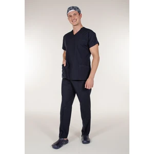 Lacivert Erkek Medikal Doktor Hemşire Forma Scrubs Yaka Takım
