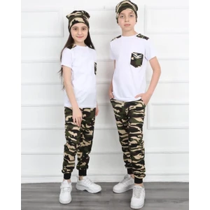 Mavi Boncuk Kids Kamuflaj Bereli Alt Üst Takım