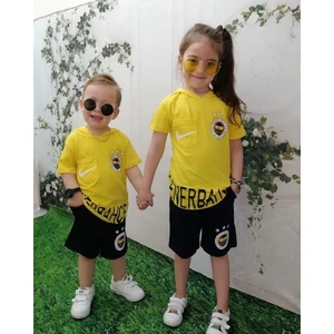Mavi Boncuk Kids Fenerbahçe Kapüşonlu Şortlu Taraftar Takım