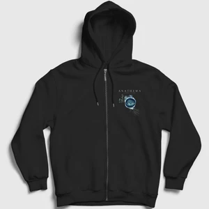 Unisex Siyah Weather Systems Anathema Fermuarlı Kapüşonlu Sweatshirt