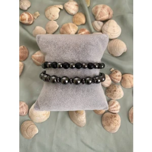 Vaye Ticaret Oniks-Hematit Taşından Doğal Taş 2'li Bileklik