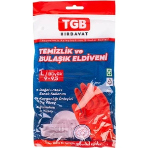 Bulaşık Temizlik Ev Iş Eldiveni - Kırmızı - No: 9 / Large - 1 Çift Paket