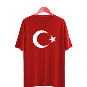 Byvol Türk Bayrağı Baskılı Çocuk Tişört Ayyıldız Kırmızı T-Shirt