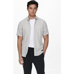 Only & Sons Düz Açık Mor Erkek Gömlek 22009885_ONSCAIDEN Ss Solid Lınen S