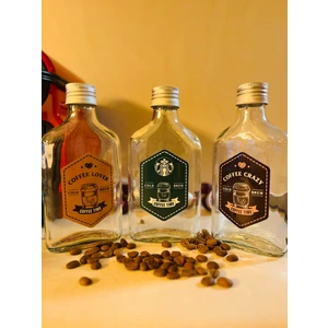 Cold Brew Şişe 3'lü Set Suya Dayanıklı Yassı Cam Şişe Seti Cold Brew Kahve Şişesi Set