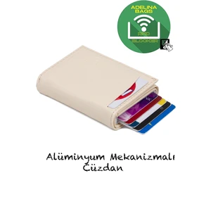 Bags Adelina Bej Nova Deri Mekanizmalı Otomatik Kızaklı Kartlık Cüzdan (7CMX10CM)