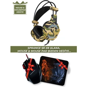 Sr-X8 108 Db/mw Mikrofonlu Oyuncu Pc Kulaklık ( Mouse & Mousepad Hediyeli )