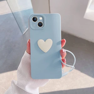 Apple iPhone 13 Kılıf Zebana Kalpli Love Kılıf Açık Mavi