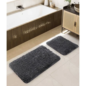 Douro Shaggy 2li Banyo Paspası Füme Kaydırmaz Taban 60 x 100 - 50 x 60