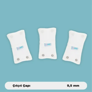 3'lü Bebek Body Zıbın Uzatma Aparatı (9,5 Mm) Çıtçıtlı Ekru 100% Pamuk 12CM