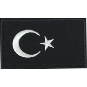 Türk Bayrağı Patch Siyah Nakış
