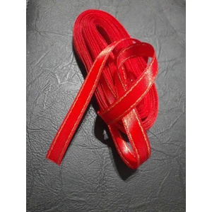 Sarı Simli 1 cm Kırmızı Saten Kurdele 10 Metre