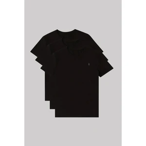 Erkek Siyah Bisiklet Yaka Standart  Pamuk Erkek Basic T-Shirt 3'li Paket