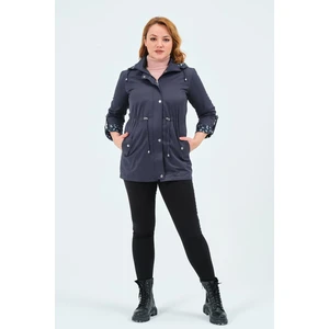 Glr & Gym Gülbin Kadın Büyük Beden Pamuklu Koton Mevsimlik Trençkot Mont