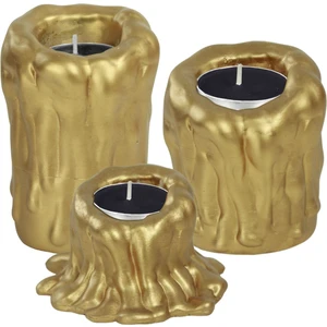 Stein Kohle Şamdan Dekoratif Mumluk Şamdan Set 3 Lü (Üçlü) Tealight Uyumlu Erimiş Mum 3 Boy Model