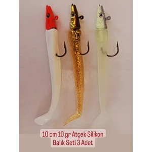 2023 Model Levrek-Çinekop-Lüfer-Kofana-Turna-Baracuda Silikon Balık Seti ( 10 cm 10 gr 3'lü Set )
