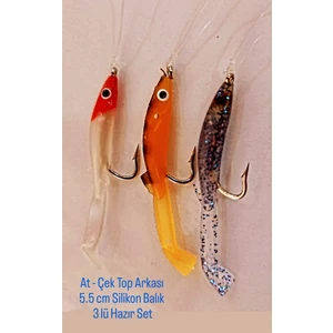 At - Çek Top Arkası 5,5 cm Silikon Balık 3 Lü Hazır Set