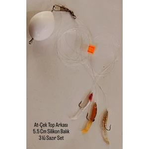 At - Çek Top Arkası 5,5 cm Silikon Balık 3 Lü Hazır Set