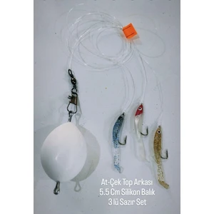 At - Çek Top Arkası 5,5 cm Silikon Balık 3 Lü Hazır Set