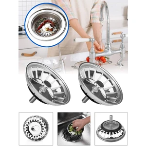 2 Adet Çöpmak Paslanmaz Çelik Sifon Süzgeci 8 cm Lavabo Evye Süzgeci Lavabo Gider Süzgeci