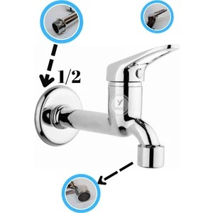 Aç Kapa Perletörlü Uzun Musluk Tuvalet Bahçe Çeşme Balkon Lavabo Wc Musluğu Pirinç