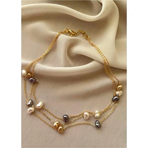 Petek Aksesuar 3 Renk Zarif Barok Incili Kolye