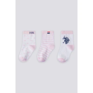 U.S. Polo Assn. Lisanslı Striped Beyaz Kız Bebek Çorap